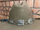 New Braided Vintage Navajo Sterling Silver   Turquoise Concho Bolo Hatband Hat