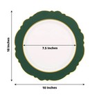 10 White Hunter Green 10  Round Plastic Salad Plates Blossom Design Party Events
