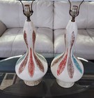 Vintage Pair Of Mid Century Modern Quartite 1960 s Lamps Genie Mcm Large