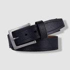 Mio Marino Men s Black Deep Charcoal Tawny Casual Prong Leather Belt Size 44