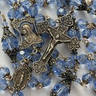 Rosary Sparkling Light Sapphire Crystal Solid Bronze Floral Crucifix Mary Center