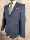 Sahara Club Boys  Blue Overcheck Slim Fit Sport Coat Blazer Jacket Size 18