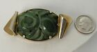 Vintage Art Deco Carved Floral Varied Green Bakelite Catalin Curled Ribbon Pin 