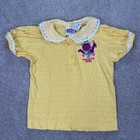 Vintage Barney Farm Girls Size 3t Yellow Plaid Button Lace Collar Shirt