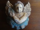 Antique Handcarved Wooden Cherub angel retablo painted With Milk Paint signed