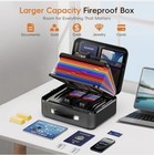 Fireproof Document Box  Hard Case Fireproof Box With Lock  Portable Hard-shel   