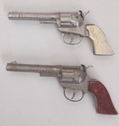 2 Vintage Rare Hubley  rodeo  1950 s Die Cast Toy Cap Gun Tortoise Ivory Handle