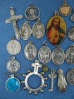 Lot Of 33 Medals Catholic Religious Vintage Crucifix Rosary Metal Pocket Statue