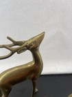 Vtg Brass Deer Figurines Doe And Buck Woodland Grazing  Decor Mcm