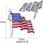American Flag Brooch And Lapel Pin - Waving Usa Flag With Sparkling Rhinestone F