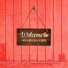 Welcome Sit Relax Enjoy 5x10 Hanging Wall Or Door Sign   Home Decor