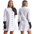 Women Lab Coat Button-up Doctor Costume Nurse Uniform Halloween Set Performance