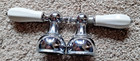 Set Of 2 Vintage White Porcelain   Chrome 3 5    Sink Water Faucet Handles Knobs
