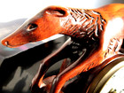 Vintage Art Deco Greyhound Borzoi Wood Carved Clock By Lanshire - As Is   Repair