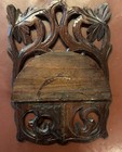Vintage Handmade Wooden Folding Collapsible Shelf Scroll Corner Leaf Design