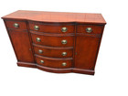 67480 Vintage Mahogany Buffet Sideboard With Bow Front And Brass Handles