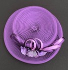 Ey Signature Hat Wide Brim Purple Derby Womens Large Formal Ribbon Flower Church
