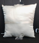 Ivory Satin Wedding Ring Bearer Pillow Large Lace Flower Pearl Bridal Cushion