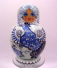 Vintage Russian Matryoshka Hand Painted Nesting Dolls 9 Pc Blue white 2001 5   