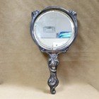 Genuine Antique Art Nouveau Cherub Hand Held Vanity Mirror Round Beveled