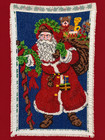 Vintage Handmade Santa Claus Christmas Latch Hook -48 X 30 In- Festive Wall Rug