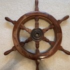 Antique Maritime Ship Wheel Wood Brass Hub Steering Wheel Nautical Decor