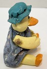Rare Vtg Russ Berrie Miniature 3 Inches Shelf Sitter Wooden Easter Duck Dress