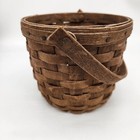 Longaberger Vintage Primitive Dark Stain Small Fruit Basket Country Farmhouse