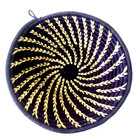 Vtg 12  Woven Grass Coil Tribal Basket Plum Vine Design Hanging Decorative Bowl