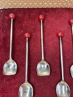 Art Deco Red Cherry Bakelite Muddler Stirrer Cocktail Spoons Set Of 6 England