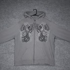 Elite Mma Hoodie Mens Xl Grey Zip Up Long Sleeve Grunge Y2k Skater Retro