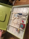 Vintage Wil-hold Wilson Avocado Green Plastic Sewing Box Basket Spool Case