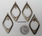  3426 Antiqued Gold Window Drop W top   Inner Hang Rings - 4 Pcs