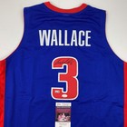 Autographed signed Ben Wallace Detroit Blue Basketball Jersey Jsa Coa Auto