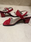 Vintage Red  High Heel Shoes With Square Heel And Single Strap Across Foot    