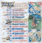 C  1440 Medieval Illuminated Manuscript Hours Leaf - May Calendar  2miniatures