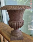 Vtg Cast Lron Garden Urn 9-inch Planter French Style Metal Rusty Patina Read