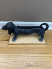 Vintage-collectable - 12 Lb  Cast Iron Dachshund Boot Scraper 15  Doorstop 
