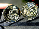 Jewish Cuff Links Hebrew Israel Holy Land Menorah Coin Nice Hanukkah Gift