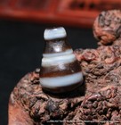 Tibetan Old Agate 3 Line Healer 3 Hole Live Head Dzi Bead F Prayer Strand Amulet