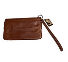 Fossil Leathers Wristlet Wallet Brown Clutch Zip Pouch W  Fish Keychain Pull Tab
