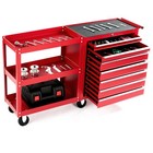 7-drawer Rolling Tool Chest Tool Box With Lock   Key   Side Shelves   6 Wheels