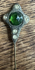 Authentic Antique Green   Clear Glass Victorian Hat Pin