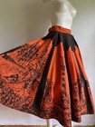 Vintage 1950   s Hand Painted Circle Skirt Black Orange Aztec Mexican Spanish 50   s