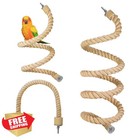 3pc Bird Rope Perch Parrot Cage Climbing Toy Natural Jute