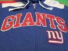 Nwt Nfl New York Giants Football Mens Zip Front Sweatshirt Jacket Blue Large