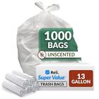 1000 Count 13 Gal Clear Trash Bags Tall Kitchen Garbage Liners 8 Micron Strong