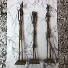 3x African Tribal Modernist Brass Statues Sculptures Elongated Figures Man Women