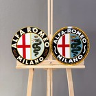 Alfa Romeo Milano Logo Metal Sign Set Of 2 Vintage Garage Decor 30 Cm  11 8  
