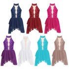 Kids Girls Leotard Contemporary Dress Costumes Dancewear Sleeveless Performance